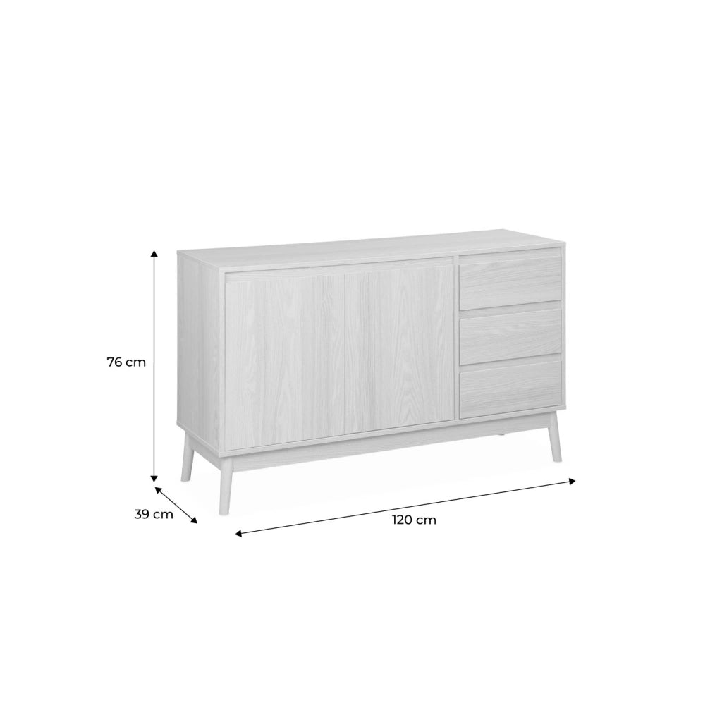 Credenza effetto legno a 2 ante, 120cm, marrone naturale