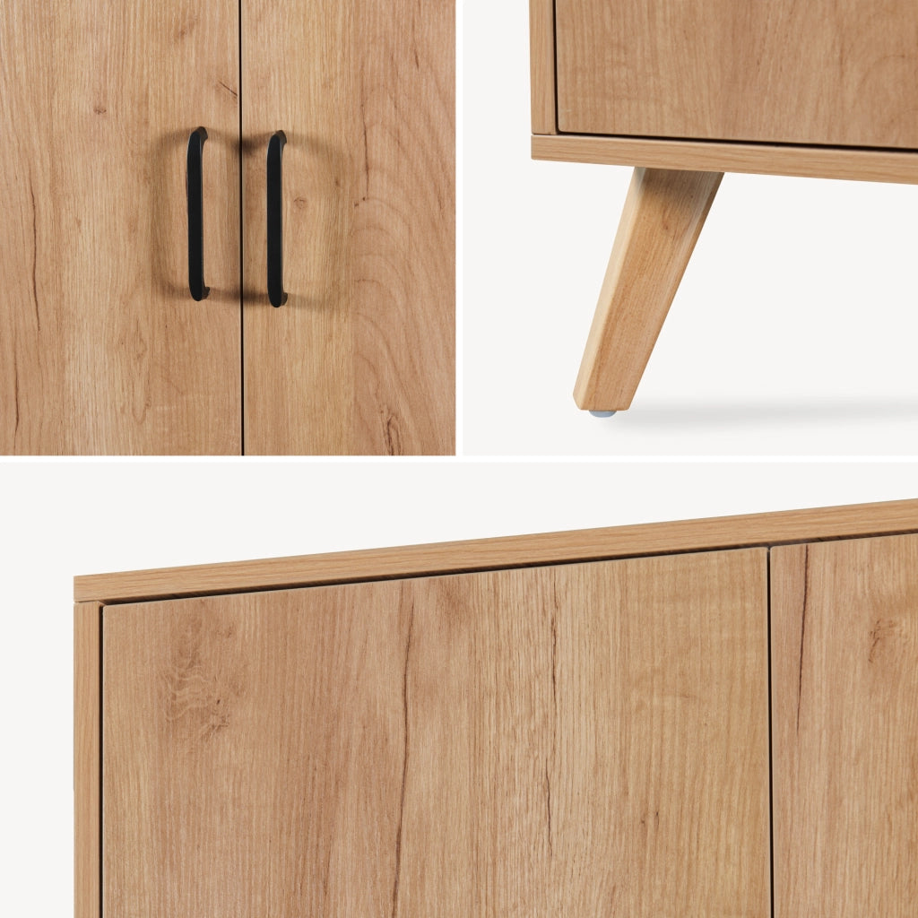 Armadio Guardaroba Norg con 2 Ante e Scomparto 191x80x52 cm - Effetto Rovere [en.casa]