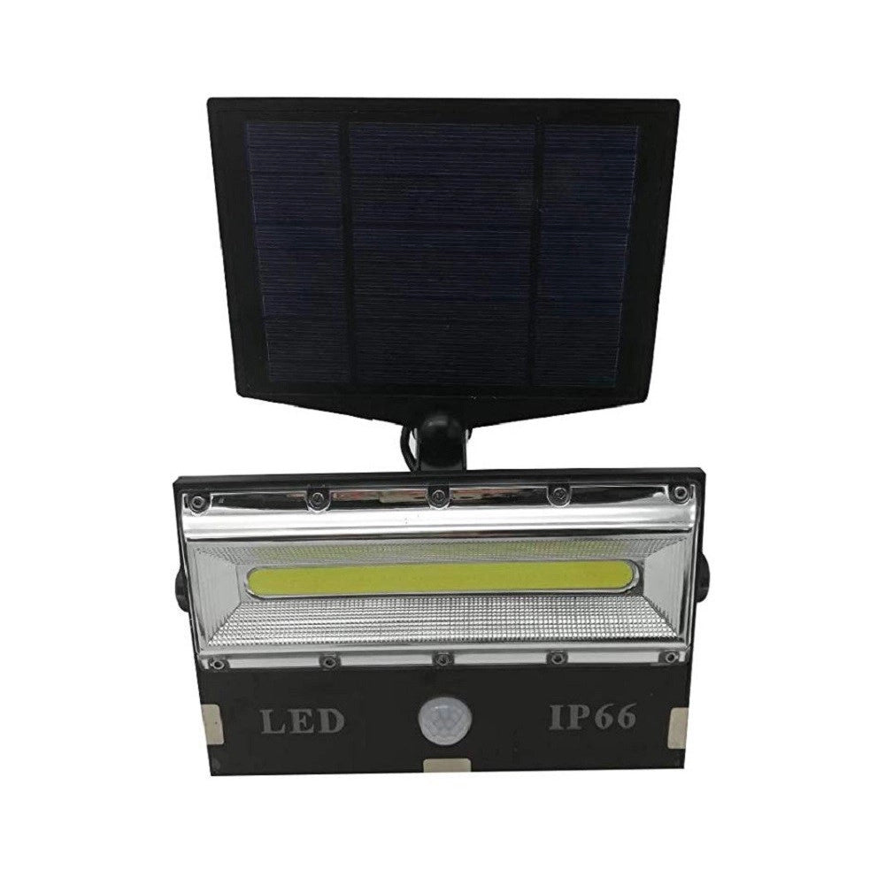 Trade Shop - Faro Faretto Led Sensore Movimento E Pannello Solare Ricaricabile Luce Bianca -