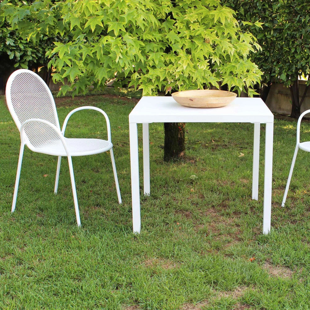 Tavolo Manchester Impilabile 80x80x73h cm in Acciaio Bianco