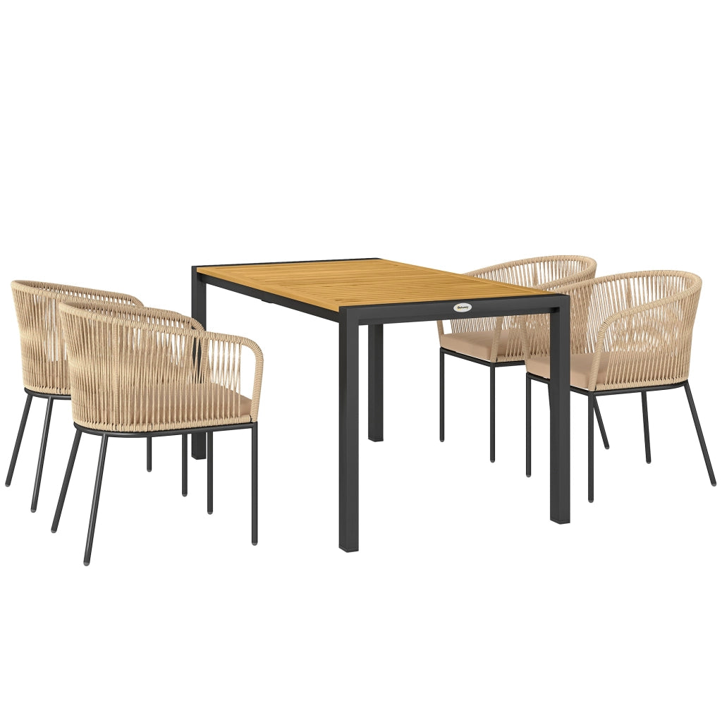 Set Giardino 5 Pezzi con Tavolo e Sedie ¨C Zephmum ¨C Polyrattan Grigio Antracite