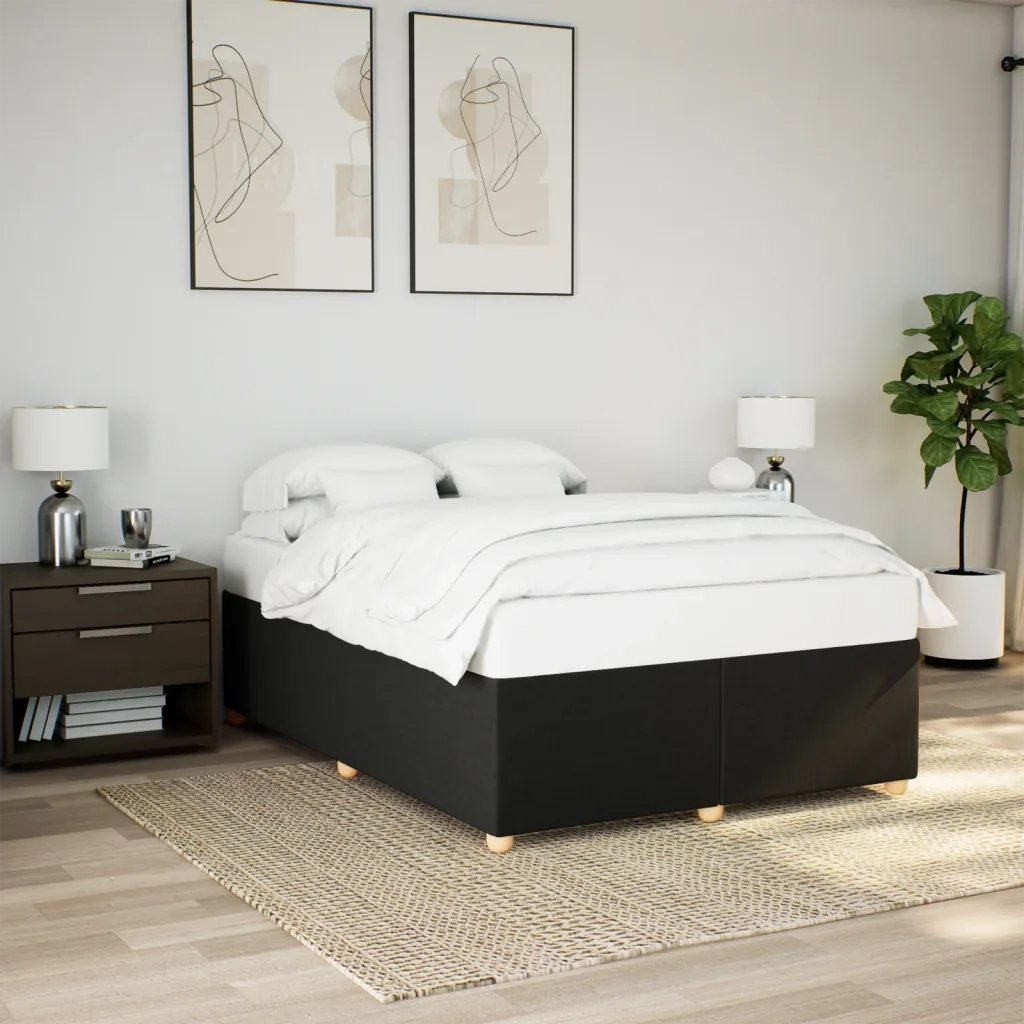 Letto matrimoniale | Letto per adulti | Giroletto senza Materasso Nero 140x190 cm in Tessuto
