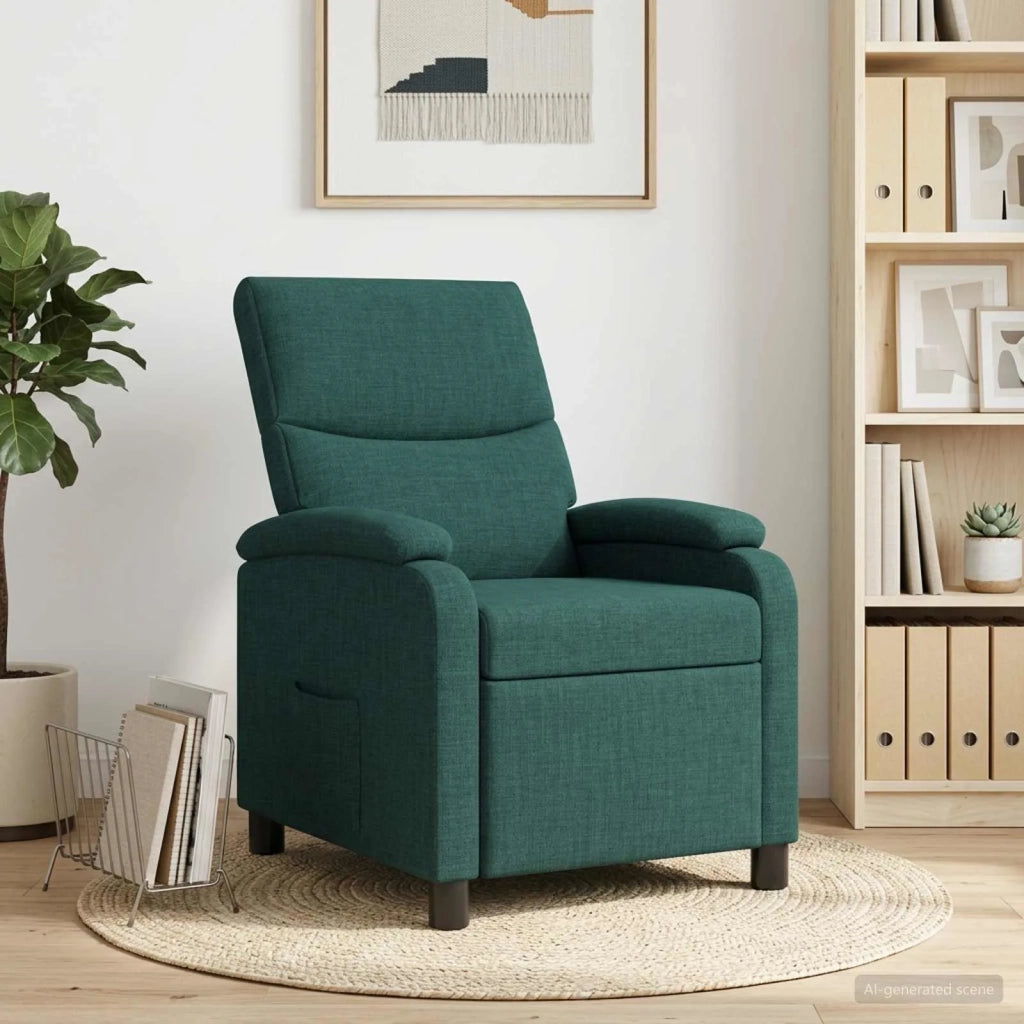 Divano Sedia-Poltrona reclinabile Verde Scuro Tessuto 609968