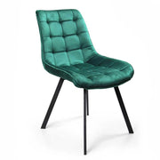 POLTRONA DI VELLUTO IMBOTTITA VERDE GAMBE IN METALLO NERO 53X43X85 CM SET 4 PZ