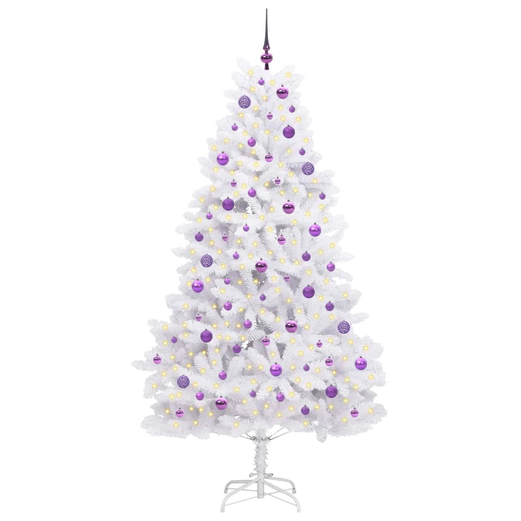 Albero di Natale Artificiale con Rami Pieghevoli Bianco 210 cm