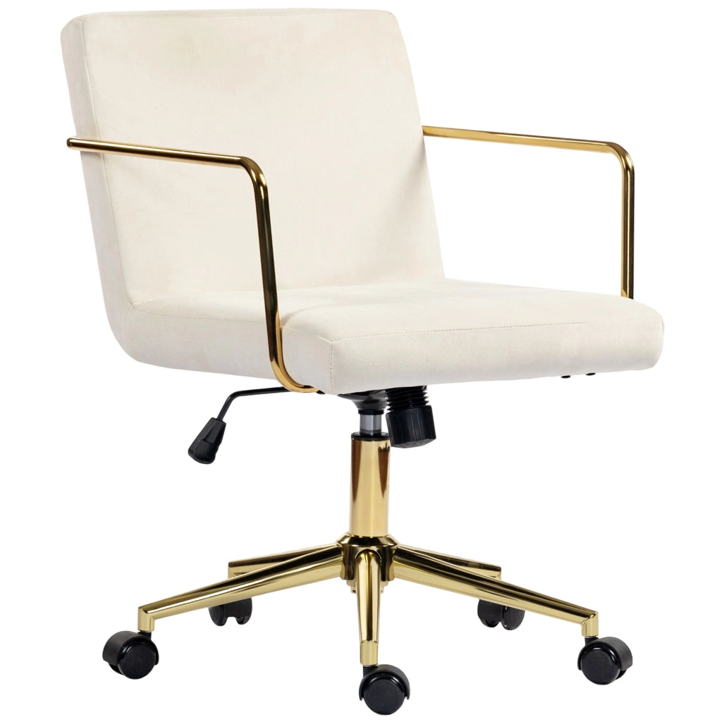 Sedia da Ufficio con Gambe in Metallo e Rivestimento in Velluto ¨C Minimal ¨C Cremewei?