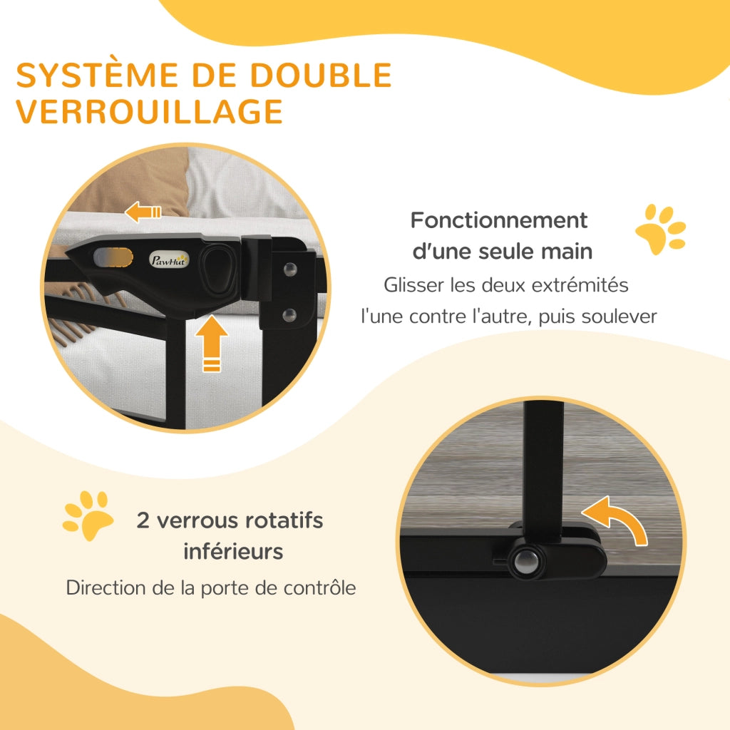 Cancelletto di sicurezza per cani estensibile ¨C Xylo ¨C doppia chiusura 74-80x76 cm nero