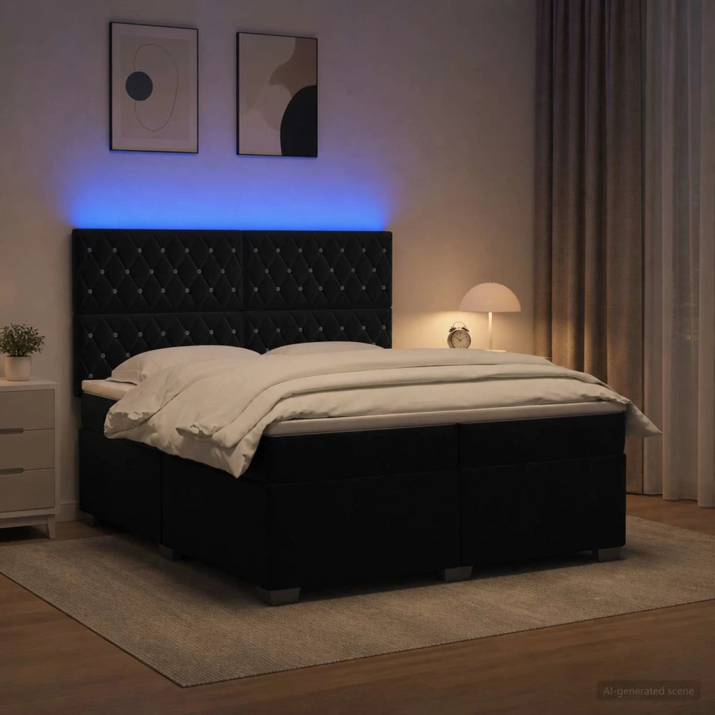 Letto box spring con materasso Nero 200 x 200 cm Velluto 3455170