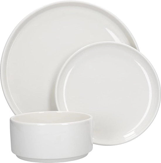 Set di piatti in porcellana bianca con stile scandinavo 12 pezzi