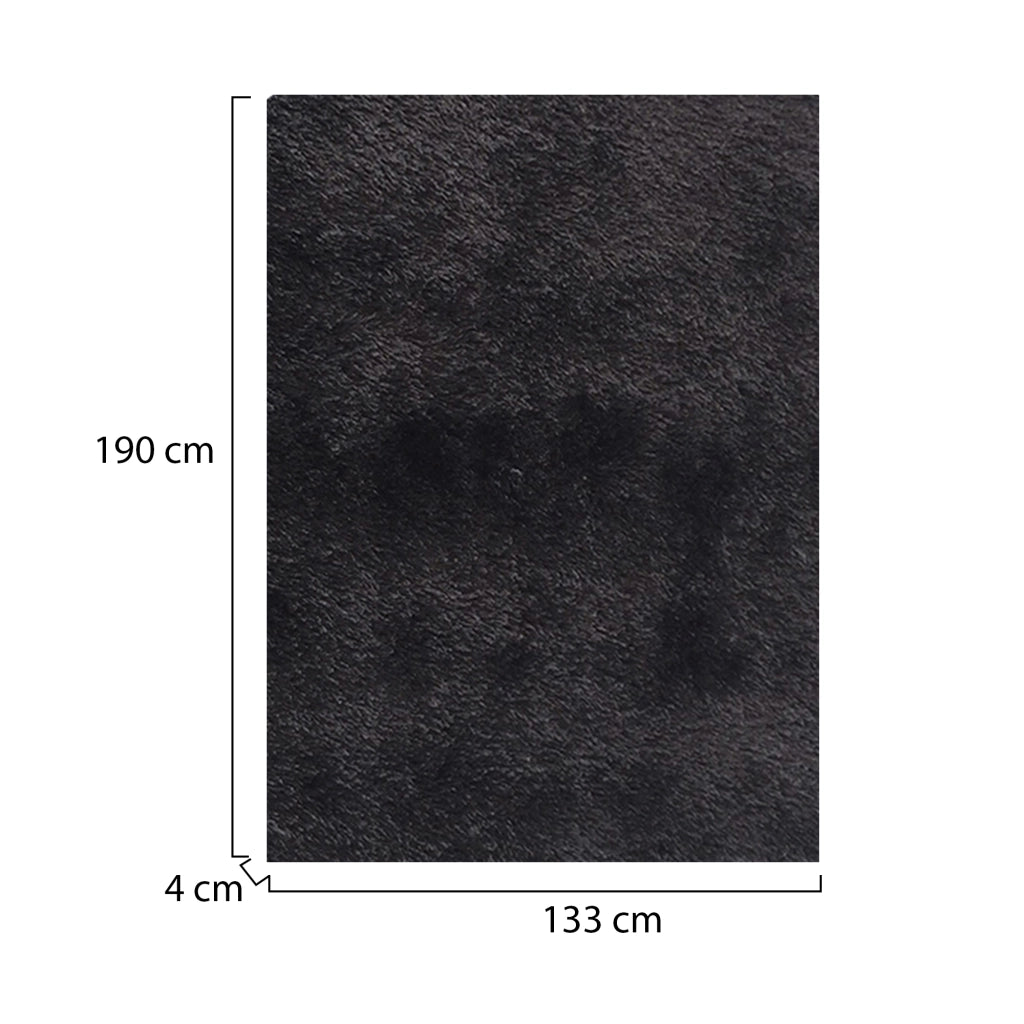 Latenega, Tappeto Altezza Pelo 35 mm 100% Poliestere, 190x133 cm Nero
