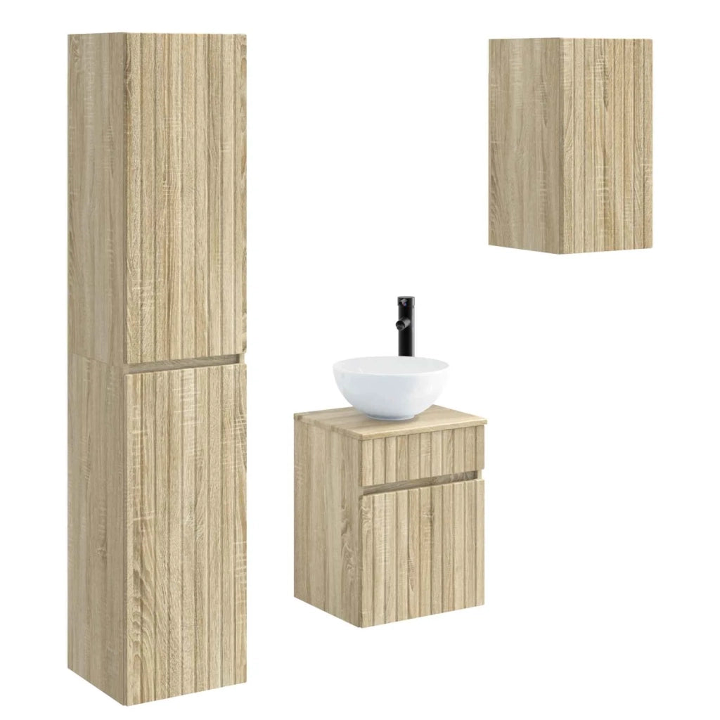 Set di mobili per il bagno 3 pz Rovere Sonoma 3406085