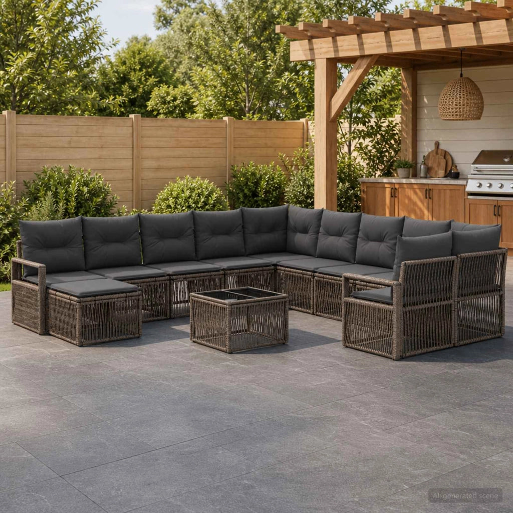 Set Divano da Giardino 12 pz Grigio polyrattan 3435914