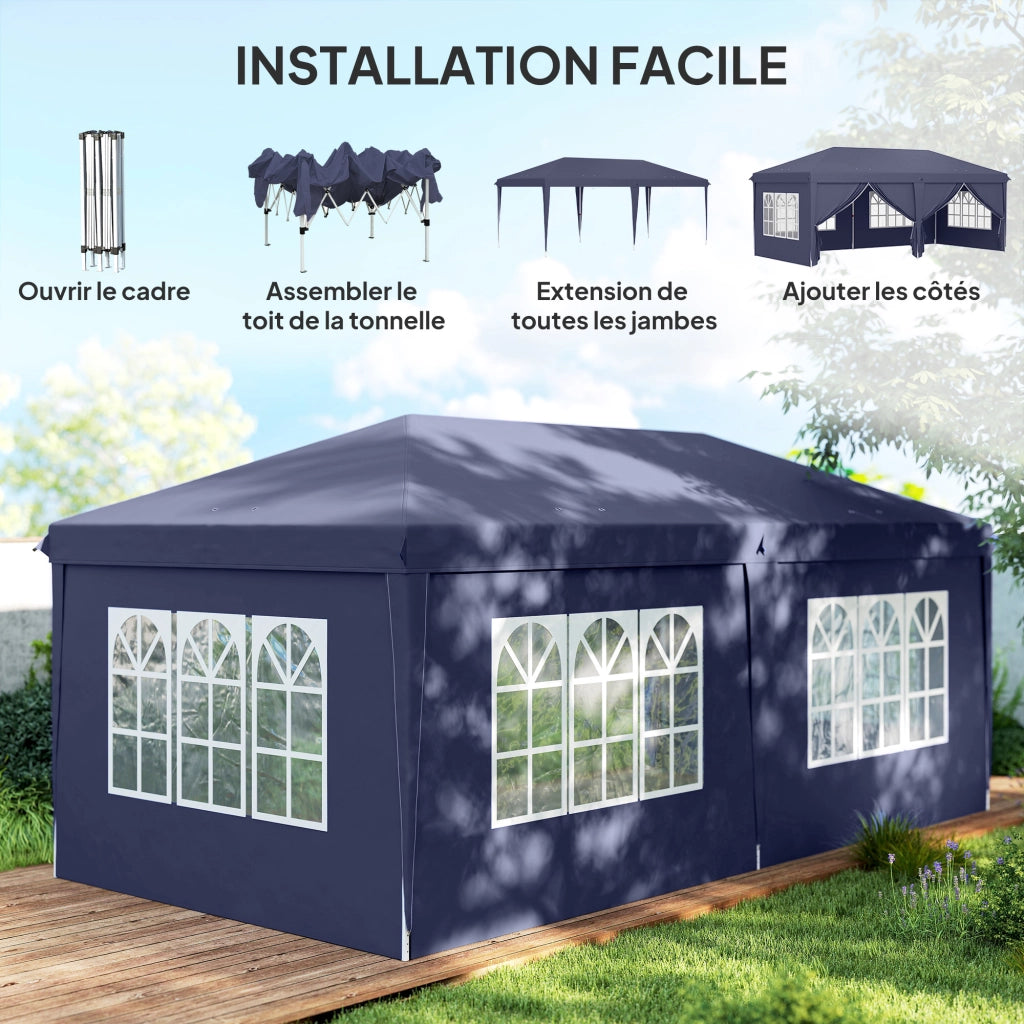 Gazebo pieghevole impermeabile ¨C zephmum ¨C 6x3x2.7 m con 4 pareti e finestre