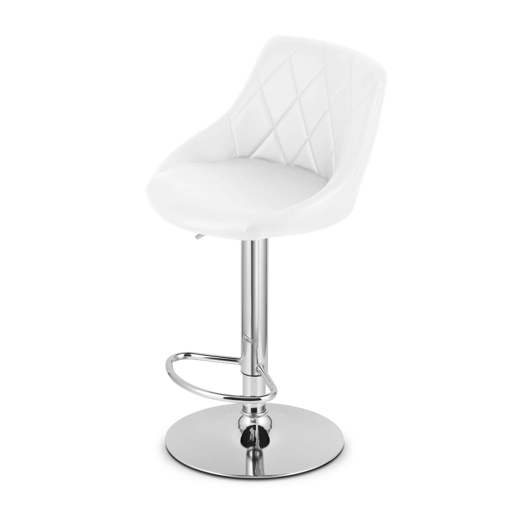 Sgabello girevole VALORA DAKA - Ecopelle bianca/Base cromata x 2