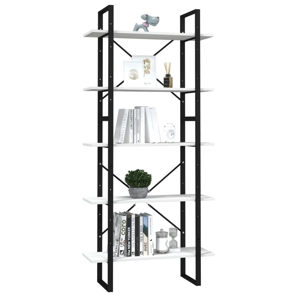 Libreria a 5 Ripiani Bianca 80x30x175 cm in Legno di Pino 3081994