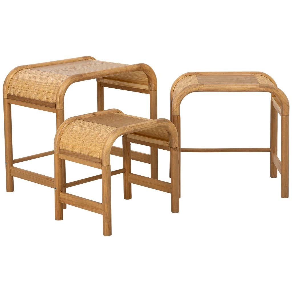 Set 3 tavolini marroni 60x40x57/ 51x36x51/42x32x42h cm