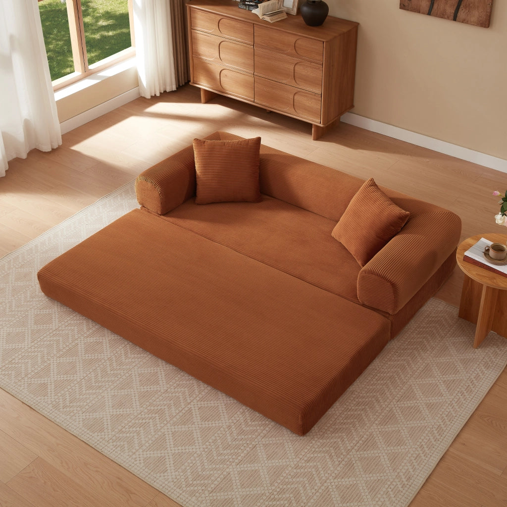 Divano letto modulare - con funzione convertibile - in schiuma - terracotta