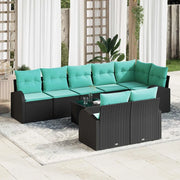 Set Divano da Giardino 9 pcs Nero e Turchese polyrattan 3354775