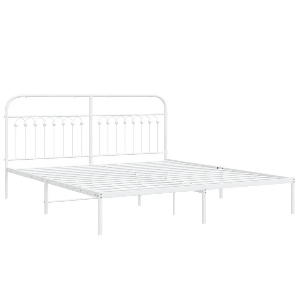 Letto matrimoniale | Letto per adulti | Giroletto con Testiera Metallo Bianco 183x213 cm