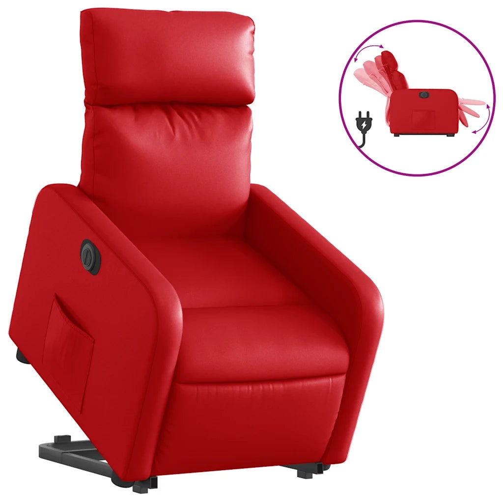 Poltrona Alzapersona Reclinabile Elettrica Rossa in Similpelle 3206768