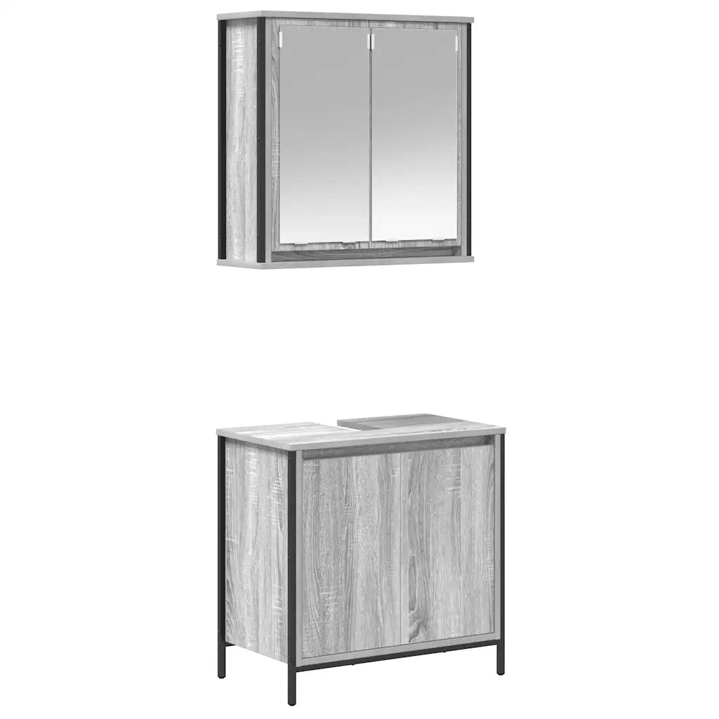 vidaXL Set Mobili da Bagno 2 pz Grigio Sonoma in Legno Multistrato