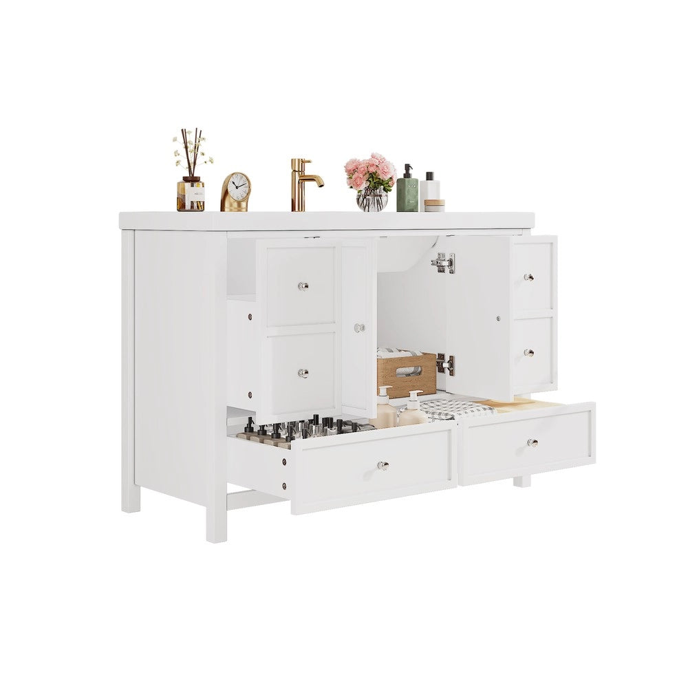 Mobile da Bagno con Lavabo Integrato e Cassetti ¨C Xylo ¨C Bianco 120x50x86.5cm