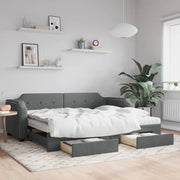 Divano Letto Estraibile Cassetti Grigio Scuro 90x200cm Tessuto 3197689