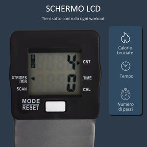 Stepper Fitness 54x40x135 cm con Maniglia e Monitor LCD in Acciaio Argento