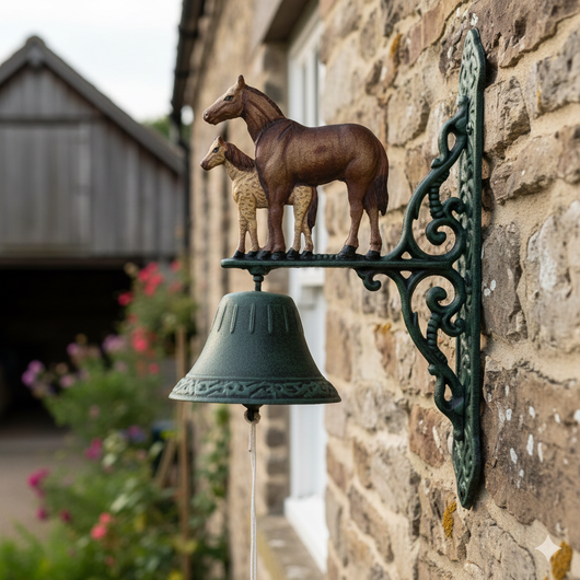 Campana in ghisa 2 cavalli cm 20x12xh36