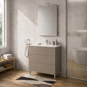 Mobile bagno a terra 80 cm tortora tre cassetti push-pull con lavabo Tierra