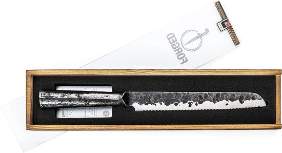 Coltello per pane in acciaio inossidabile da 20 cm - Maniglia unica - Scatola di regalo in legno