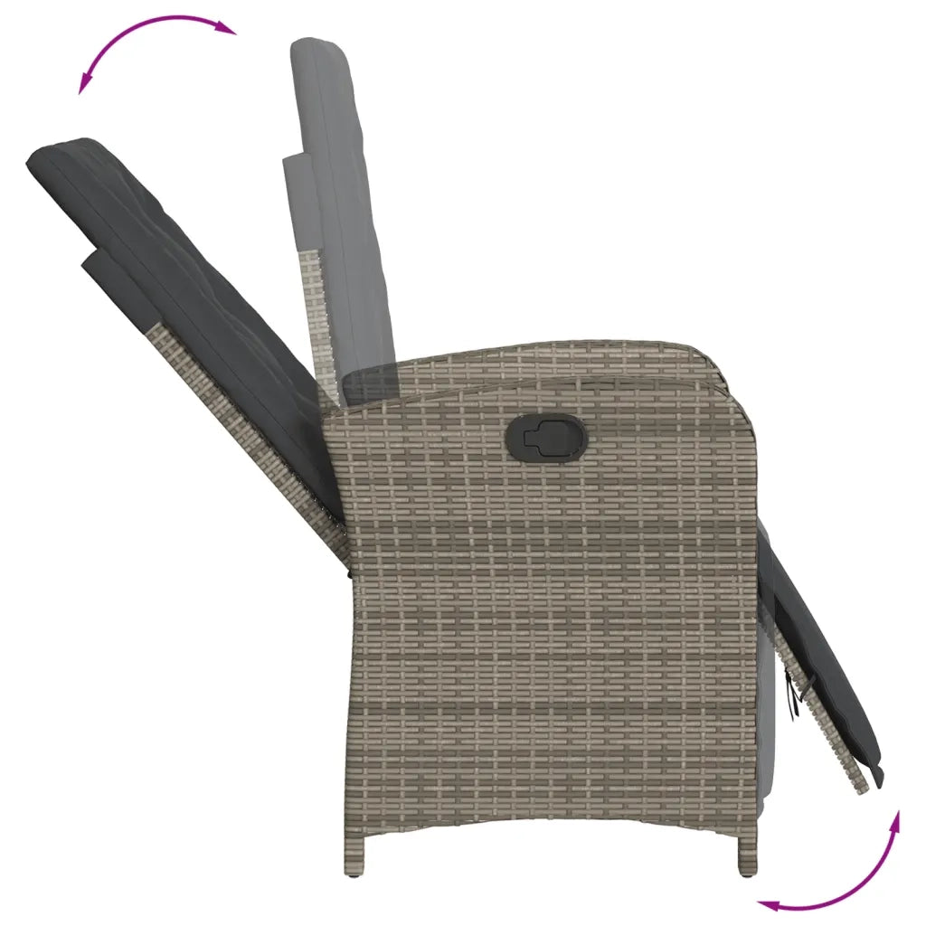 Set da BistrÃ² 3 pz con Cuscini Grigio in Polyrattan