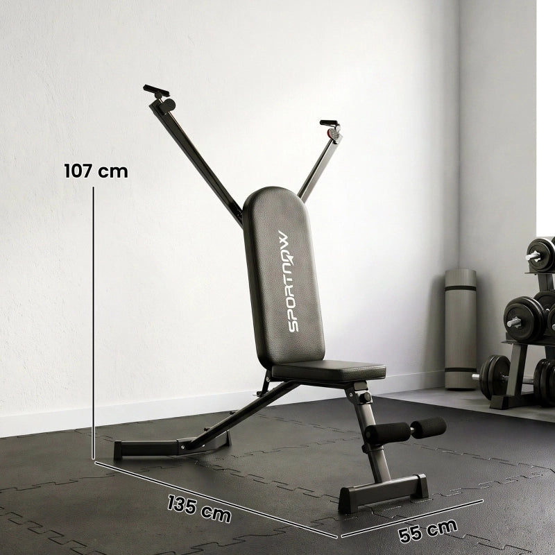 PANCA FITNESS pieghevole con estensore gambe, schienale 3 posizioni, nero