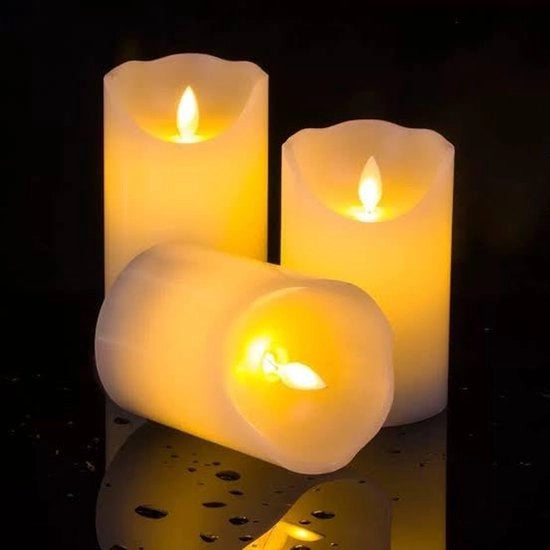 Set di candele LED a fiamma movimentata - set di 3 candele LED a fiamma movimentata con timer - fiamma movimentata e fiammella che fiammeggia - candele a LED senza fiamma - alimentate da batterie - colore crema.