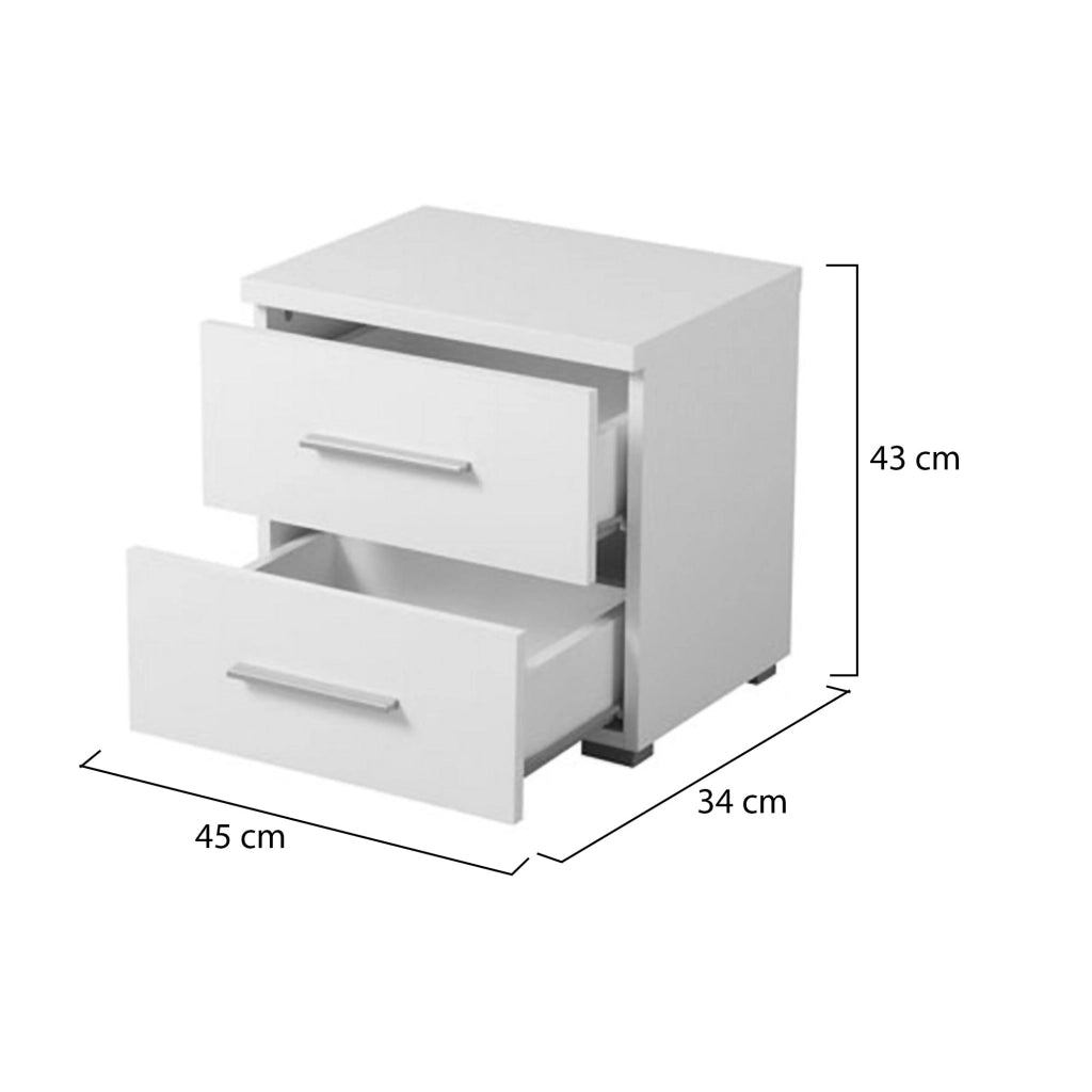 Colliano, Comodino un Ripiano, 44.5x33.5x43h cm Bianco