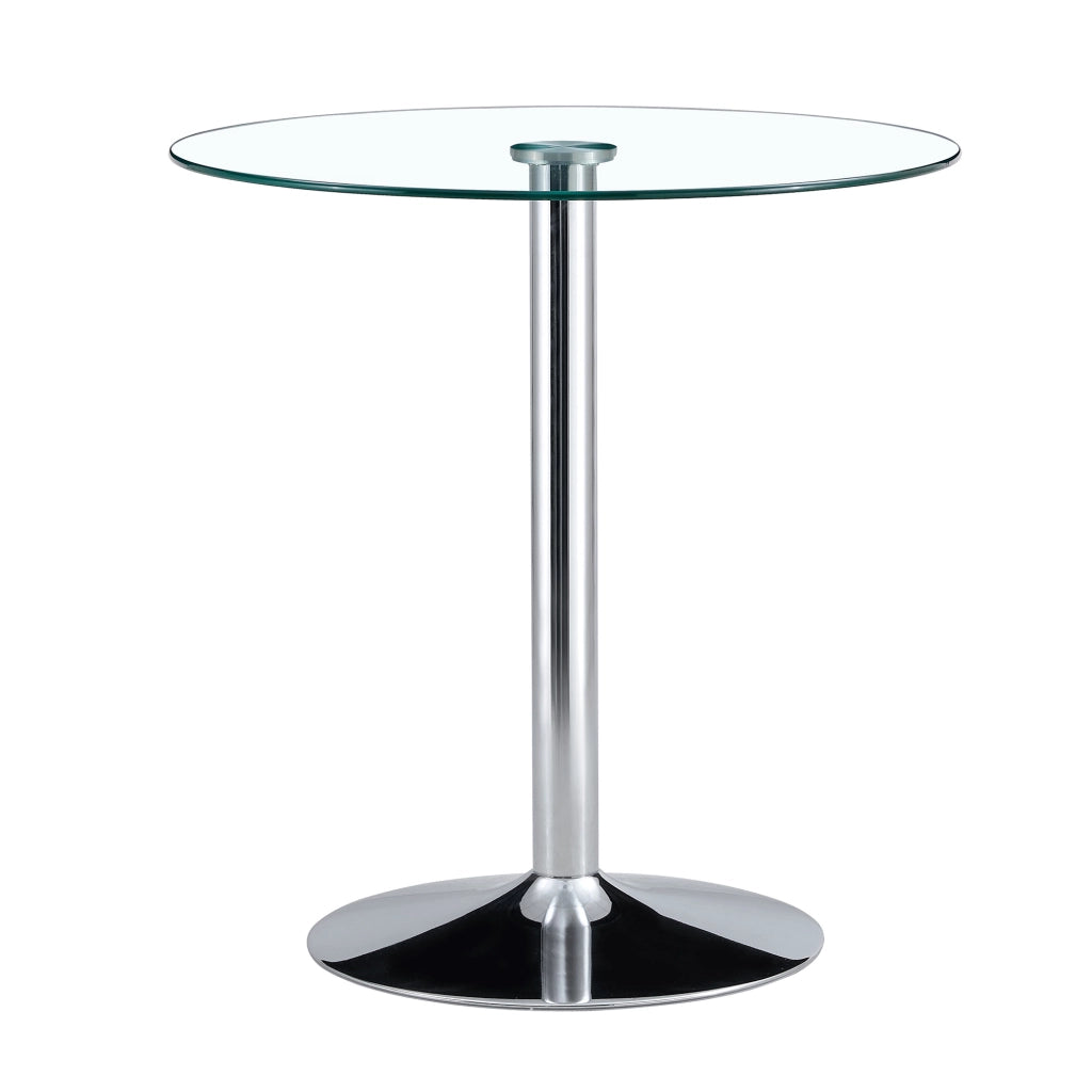 Tavolo da pranzo rotondo in vetro con 2 sgabelli regolabili e girevoli, per cucina, bar e lounge moderne, 89 cm