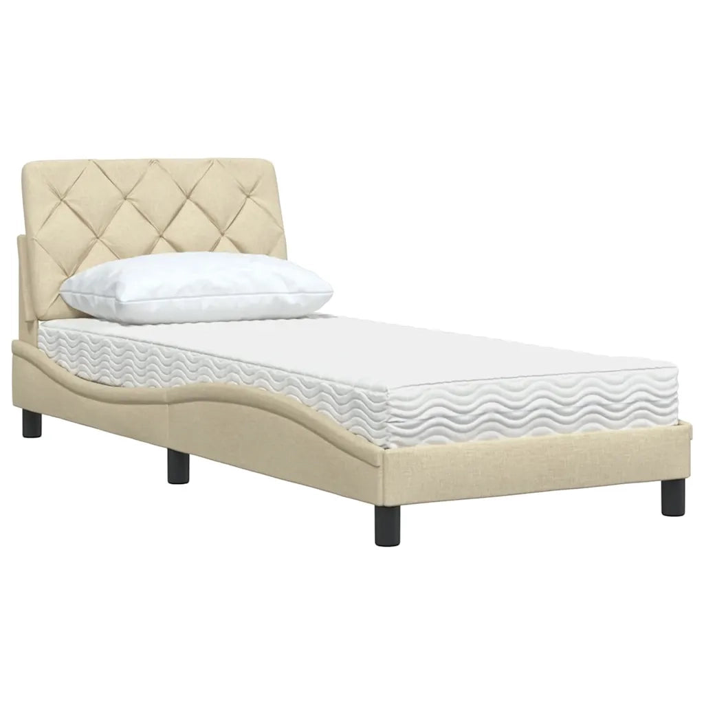 Letto con Materasso Crema 80x200 cm in Tessuto 3310704