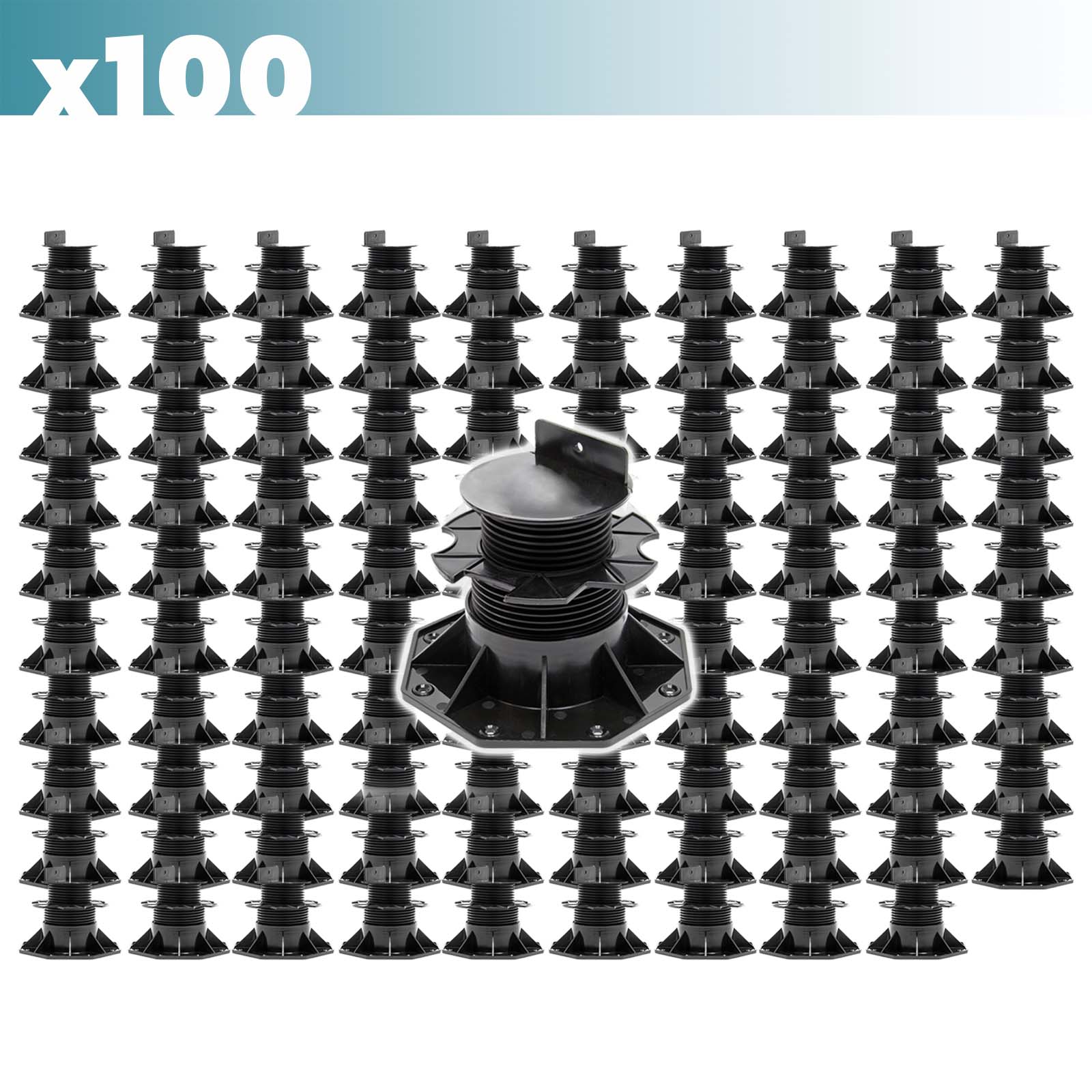 Set 100 supporti per pavimenti galleggianti, altezza regolabile 60-128mm Max 2700 kg, Pavimenti Decking