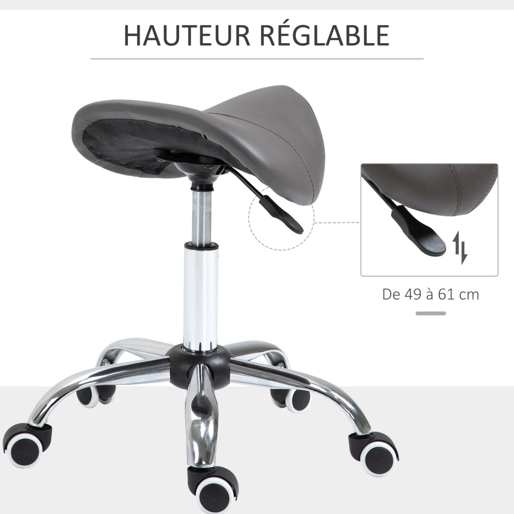 Sgabello da Massaggio con Rotelle Regolabile ¨C Zephmum ¨C Grigio 49-61cm
