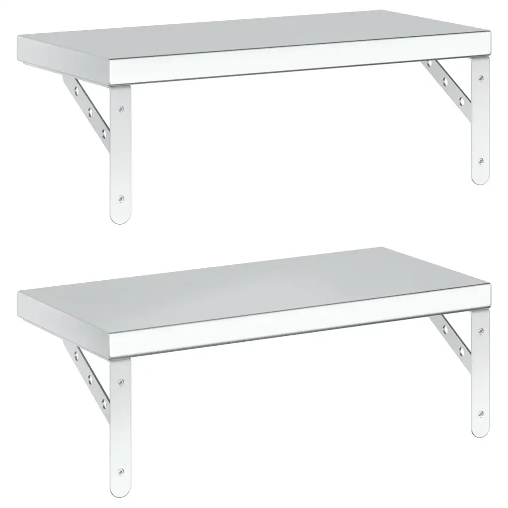 Mensole a Muro 2 pz 50x23,5 cm Argento in Acciaio Inossidabile 3214510