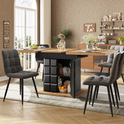 Tavolo da pranzo allungabile con sistema estraibile, piano ampio, per cucina e soggiorno, nero, 110 × 80 × 75 cm