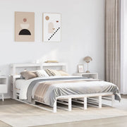 Giroletto con Testiera Bianco 140x200 cm Legno Massello di Pino 3306496