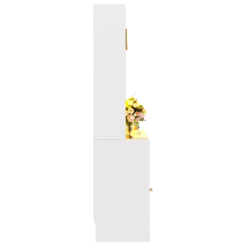 ARMADIO ALTO con LED 120x35x167 cm Bianco MDF e Pannello di legno