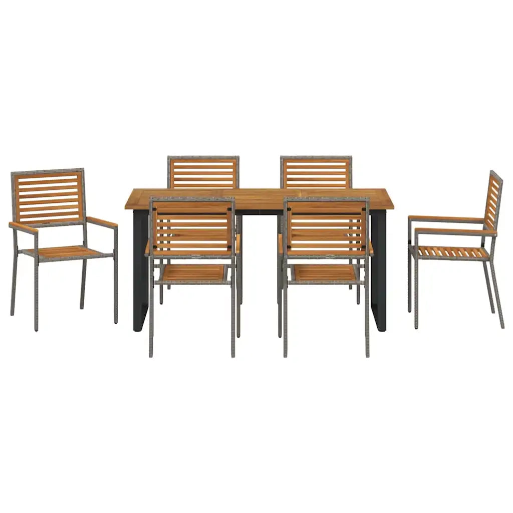 Set da Pranzo per Giardino 7 pcs Grigio