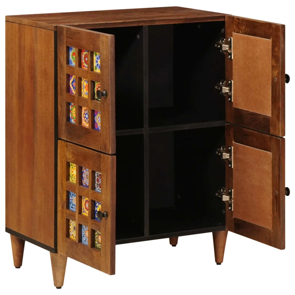 Credenza | Madia | Buffet da pranzo | Armadio da pranzo con porta Noce 60 x 33 x 75 cm Legno di mango massello