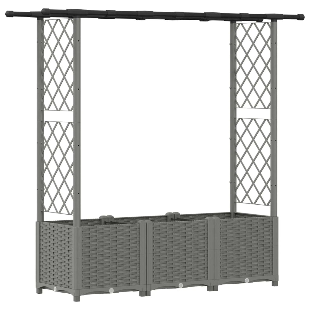 Letto Rialzato con Griglia e Tetto Grigio Chiaro PP 42032591