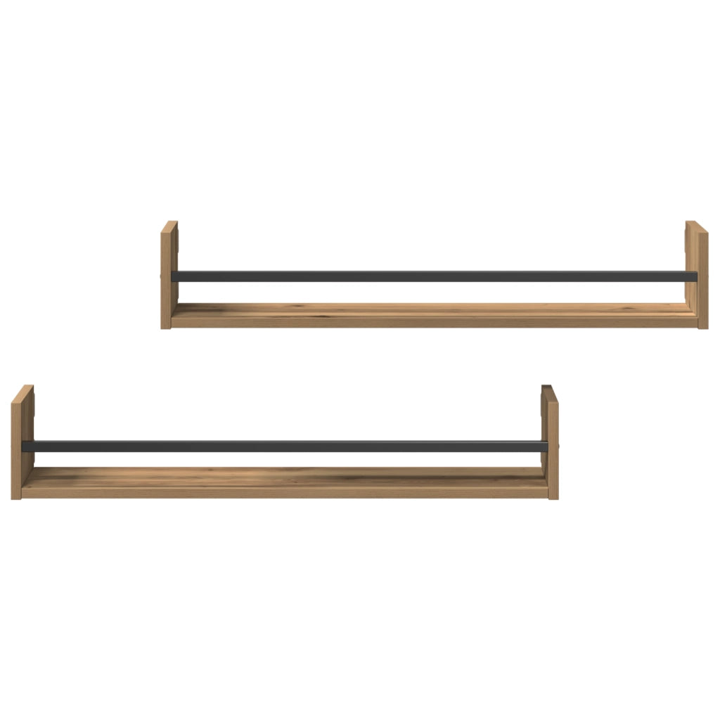 Mensole a muro 2 pz Rovere Artigianale 80x16x14 cm Legno ingegnerizzato