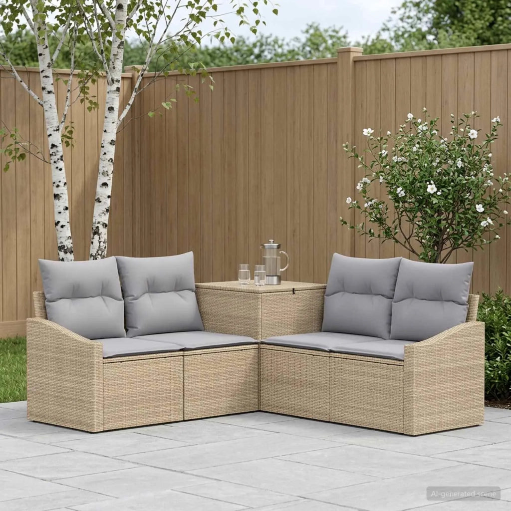 Set di divani 5 pz Beige e Grigio Chiaro 3447825