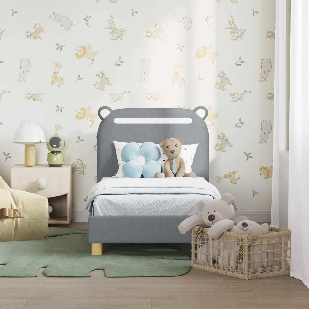 Struttura letto per bambini con testata-Giroletto per bambini Grigio Chiaro Tessuto 635364