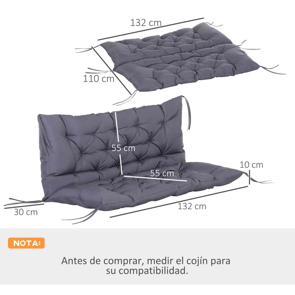 Cuscino per Sedia a Dondolo Giardino ¨C zephmum ¨C Grigio Scuro 132x110x10 cm